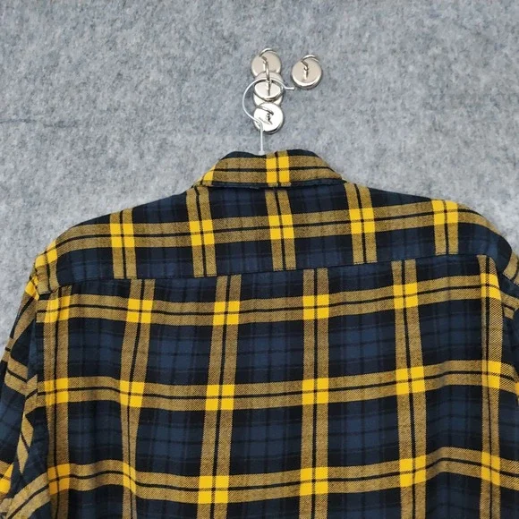 L.O.G.G X H&M Men Shirt M Plaid Flannel Button‎  Yellow Lumberjack Grunge Preppy - Picture 8 of 11